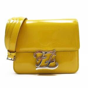 Fendi Crossbody Shoulder Bag Yellow Silver Patent Leather